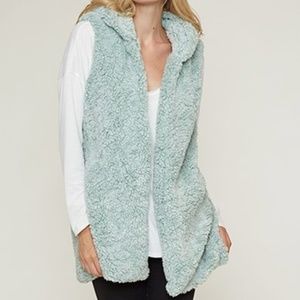 Faux Fur Sherpa Hoodie Vest sz med